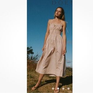 New Doen Rhoda Midi Dress Organic Cotton Block Hand Printed Marigold Meadows XL